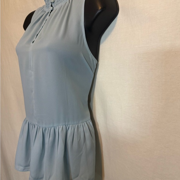 G-186 Ann Taylor Blue Ruffle Bottom Sleeveless Pullover Summer Blouse Size S - Picture 6 of 12